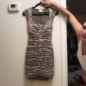 Nicole Miller gold rouged cocktail dress; size 6